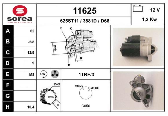 MOTOR ARRANQUE 12V 0.9KW