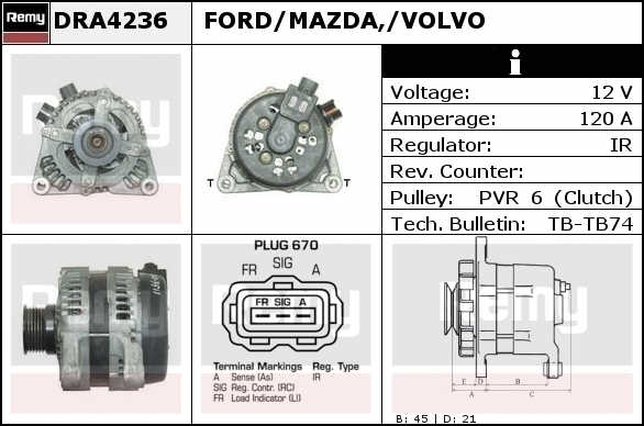 ALTERNADOR DENSO 12V 120AMP